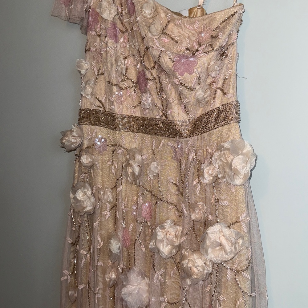 New Mac Duggal pink floral embellished one shoulder a line gown size 10 - Picture 9 of 14